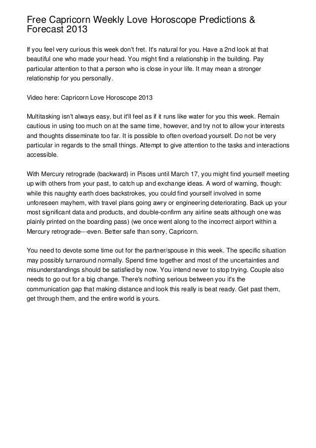 free capricorn love horoscope